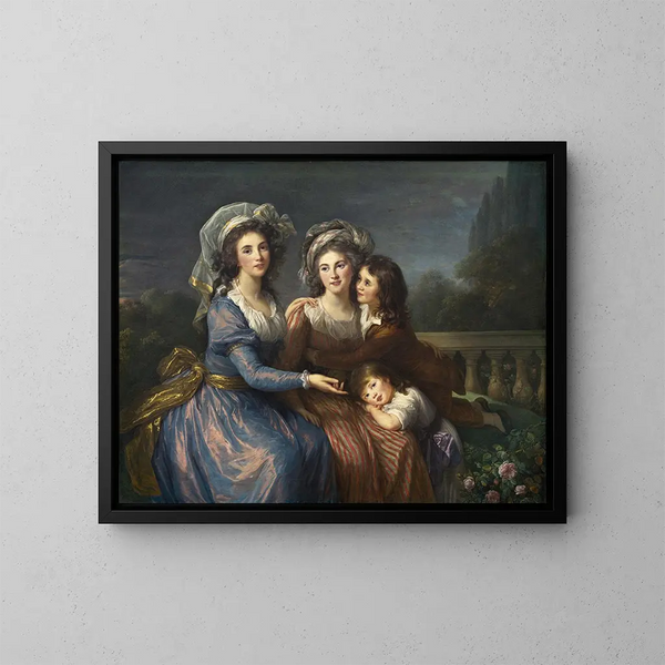 Die Marquise de Pezay und die Marquise de Roug mit ihren Söhnen Alexis und Adrien - Elisabeth Louise Vigée Le Brun — gerahmtes Bild an der Wand