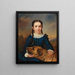 Portrait of Baroness Trent Turcati with a dog - Élisabeth Modell — framed artwork on a wall