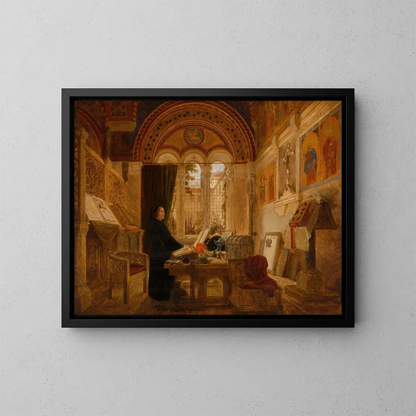 Innenansicht eines Klosters in Italien - Elmslie William Dallas — gerahmtes Bild an der Wand
