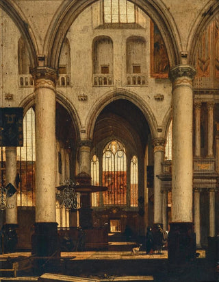 Emanuel de Witte - An interior of a Protestant Gothic church.webp