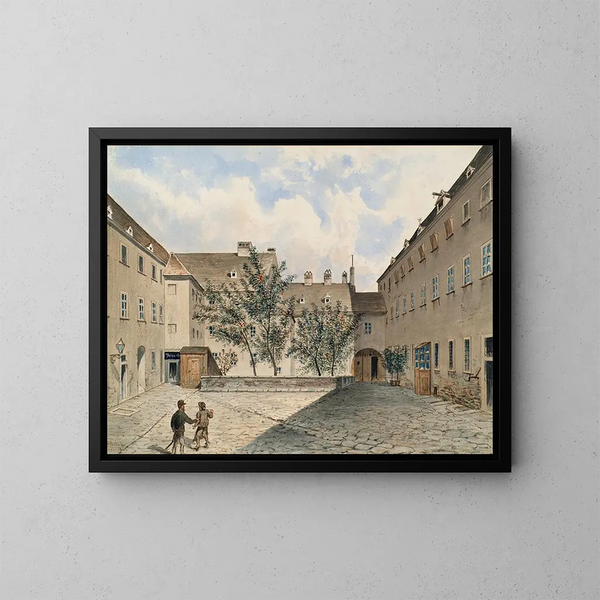 L'ancien Kloster der Karmelitinnen und das ehemalige Polizeigebäude in der Sterngasse in Wien - Emil Hütter — gerahmtes Bild an der Wand