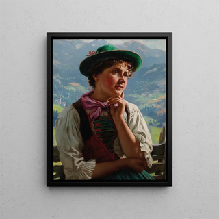Emil Rau - Girl in Traditional Costume in an Alpine Landscape.webp