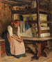 Accanto alla stufa nella stanza – Emil Strecker — scena d’interno accanto alla stufa