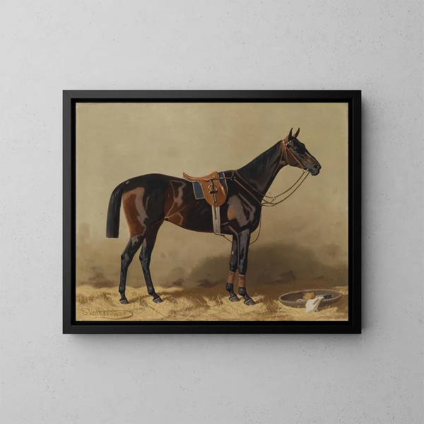 Pferd im Sportverschluss - Emil Volkers — gerahmtes Bild an der Wand
