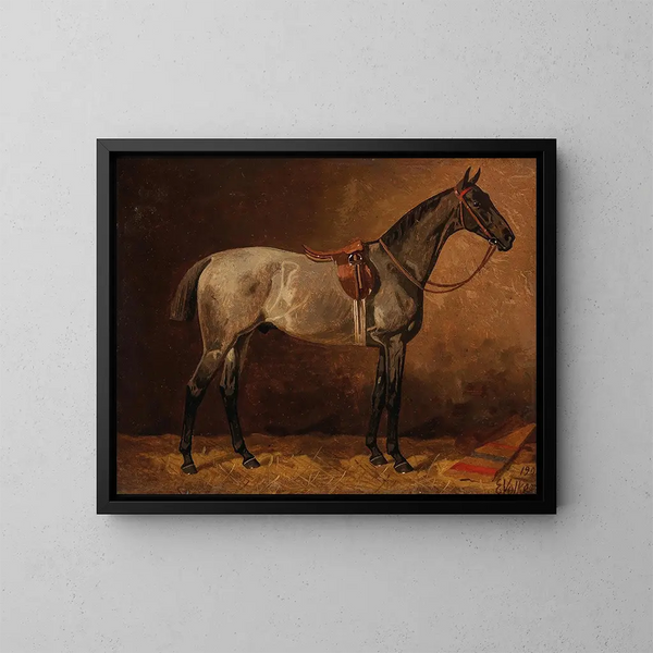 Graues Pferd in der Stallung - Emil Volkers — gerahmtes Bild an der Wand
