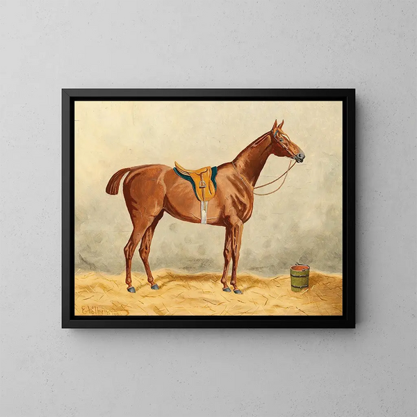 Pferd im Stall - Emil Volkers — gerahmtes Bild an der Wand