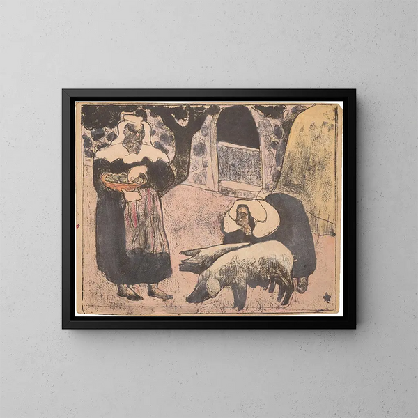 Breton nourrissant i maiali - Émile Bernard — quadro incorniciato alla parete