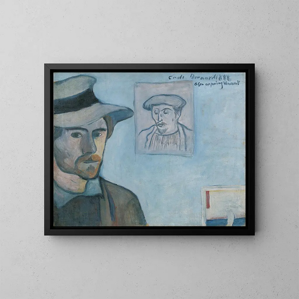 Autoritratto con ritratto di Gauguin - Émile Bernard — quadro incorniciato alla parete