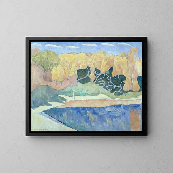 Donna che cammina sulle rive dell'Aven - Émile Bernard — quadro incorniciato alla parete