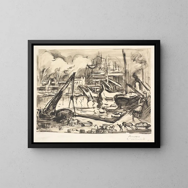 Bassin portuale di Kattendick ad Anversa - Émile Othon Friesz — quadro incorniciato alla parete