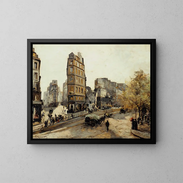 Die Straßen des Mondes Beauregard und Clry gesehen vom Tor Saint-Denis - Emmanuel Lansyer — gerahmtes Bild an der Wand
