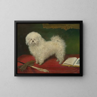 English School - A Maltese on a Red Table Cloth.webp