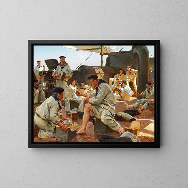 Ein Festtag an Bord - Erik Henningsen — gerahmtes Bild an der Wand