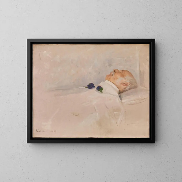 Das Gemälde Der Professor OJ Broch ist im Zustand der Gnade ausgestellt - Erik Werenskiold — gerahmtes Bild an der Wand