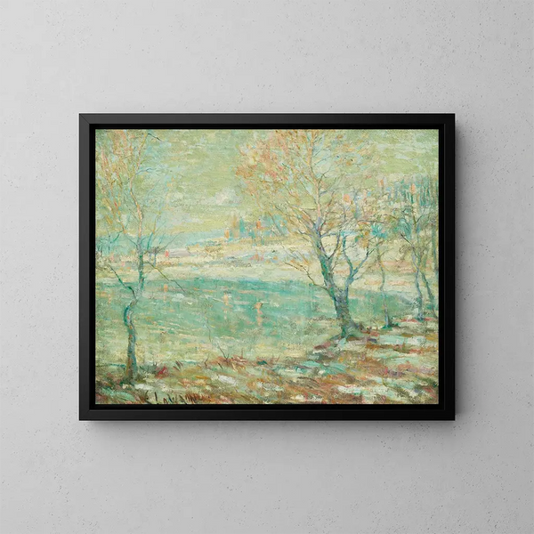 Inwood sul fiume Hudson sotto la neve - Ernest Lawson — quadro incorniciato alla parete