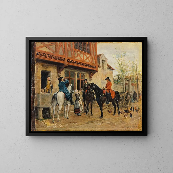 Sosta in una locanda - Ernest Meissonier — quadro incorniciato alla parete