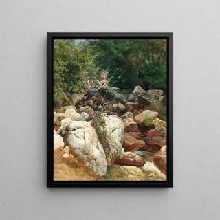 Ernestine von Kirchsberg - A Mountain Stream with a White Rock.webp