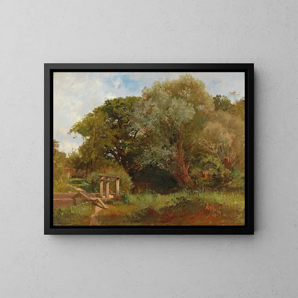 Am Ufer der Mühle - Ernestine von Kirchsberg — gerahmtes Bild an der Wand