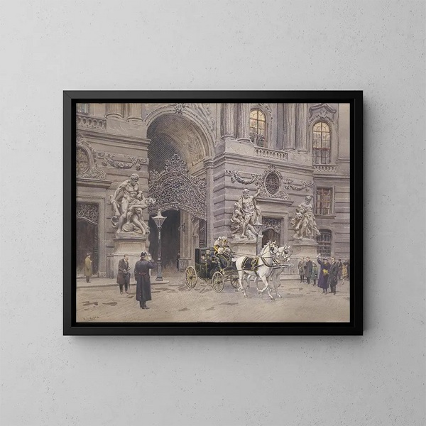 di François Joseph che esce dal castello nella sua auto - Ernst Graner — quadro incorniciato alla parete