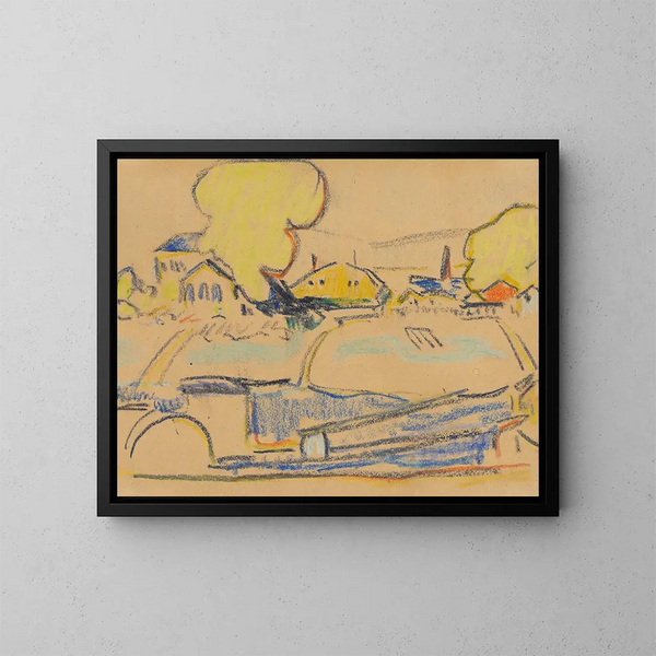 Landschaft bei Dresden - Ernst Ludwig Kirchner — gerahmtes Bild an der Wand
