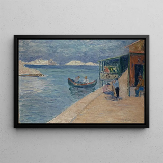 Ernst Schiess - Beach with Fishermans Inn.webp
