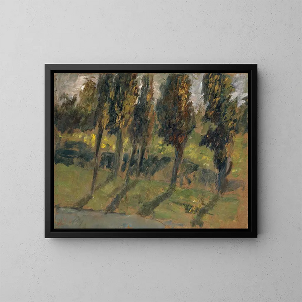 Herbstbäume am Bachufer - Ernst Schiess — gerahmtes Bild an der Wand