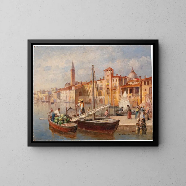 Italienischer Hafen - Ernst Stache — gerahmtes Bild an der Wand