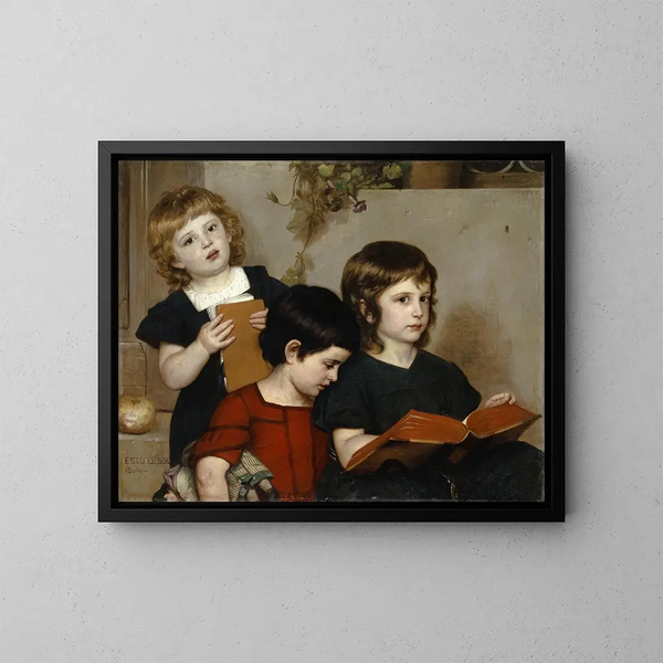 Servizio religioso per bambini - Ernst Stückelberg — quadro incorniciato alla parete