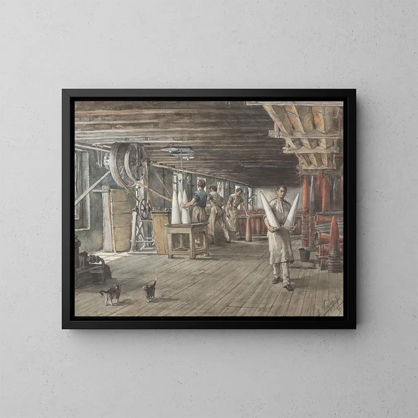 Innenansicht des Zuckermühlen-Gemäldes der Firma Vom Rath - Ernst Witkamp — gerahmtes Bild an der Wand