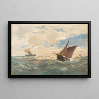 Erwin Carl Wilhelm Gnther - Steamer and sailing boats on open sea.webp