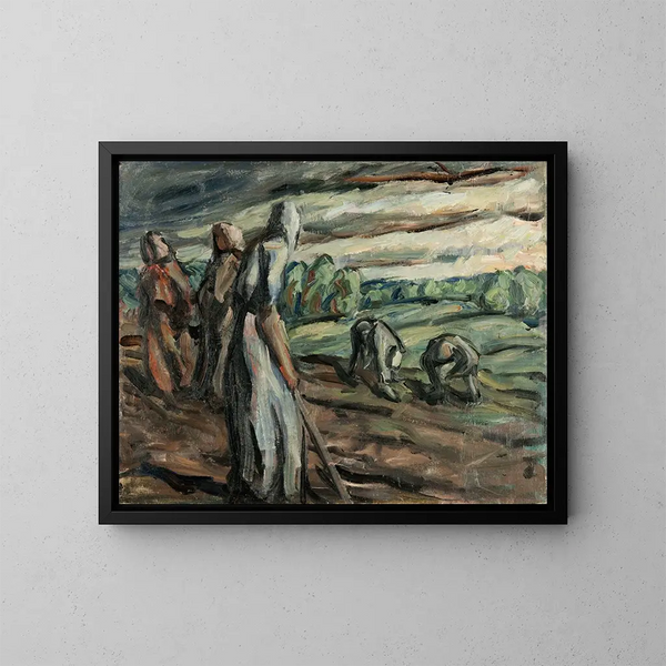Die Kartoffelsammler - Ester Almqvist — gerahmtes Bild an der Wand