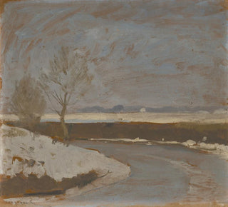 Étude de paysage d'hiver avec une rivière - Karol Pongrcz
