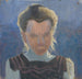 Studie eines Mädchenskopfes vor blauem Hintergrund - Frida Konstantin — Ansicht des Kunstwerks