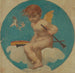 Reproduktion des Gemäldes Studie für ein Medaillon mit einem Putto, der Musikinstrumente hält - Pierre