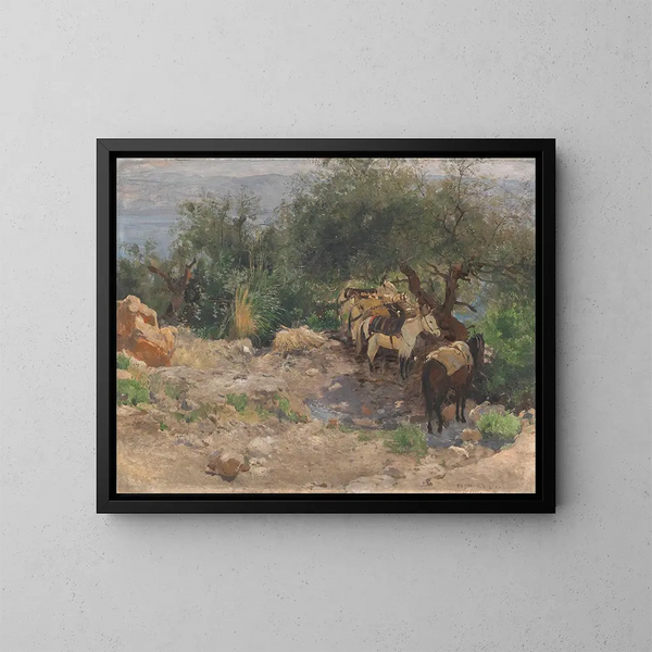 La source Ain Djiddy am Ufer des Toten Meeres - Eugen Bracht — gerahmtes Bild an der Wand