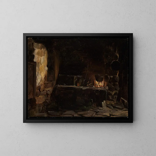 Troupeau dans la maison de Thomahaus à Bernau - Eugen Bracht — gerahmtes Bild an der Wand