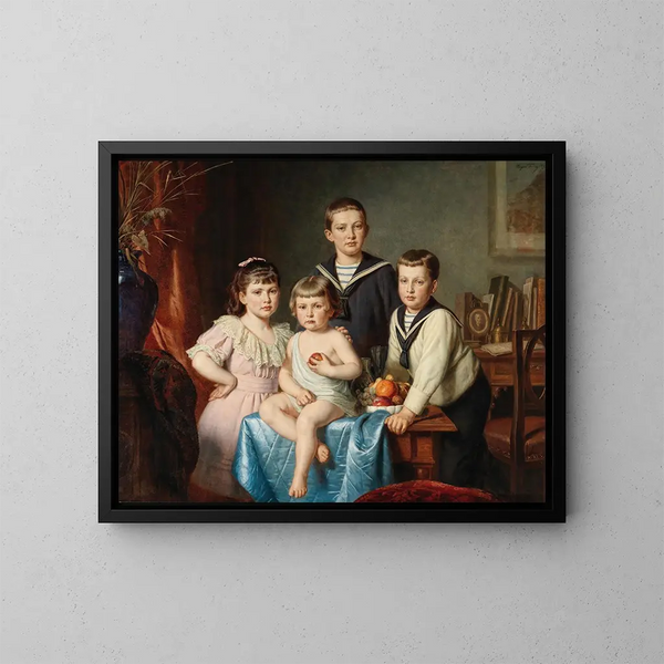 Portrait von vier Geschwistern - Eugen Felix — gerahmtes Bild an der Wand
