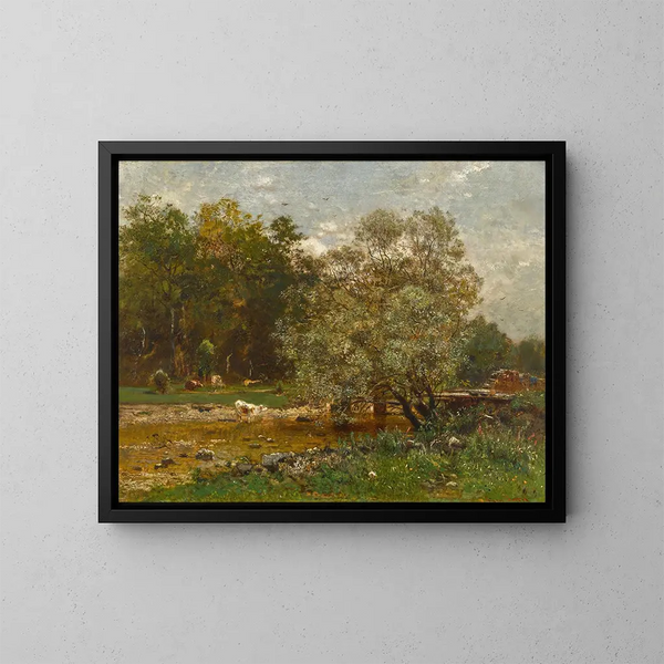Gué an einem Fluss - Eugen Jettel — gerahmtes Bild an der Wand