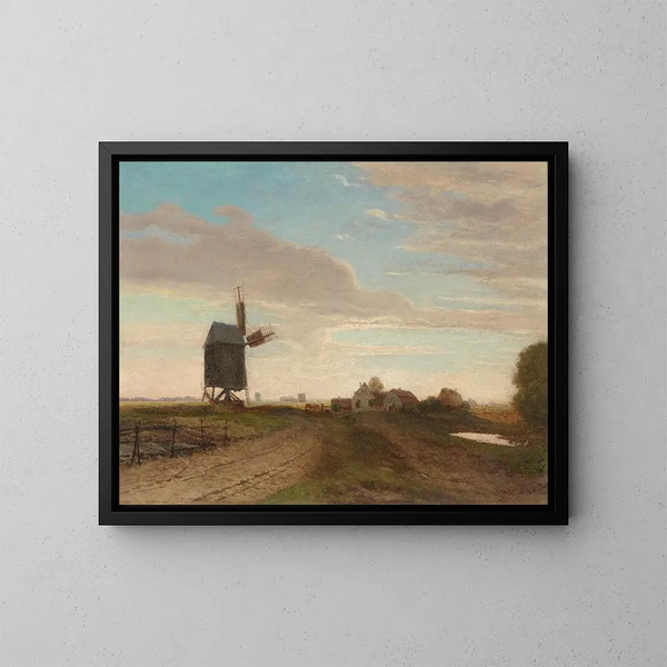Landschaft mit Windmühle - Eugen Jettel — gerahmtes Bild an der Wand