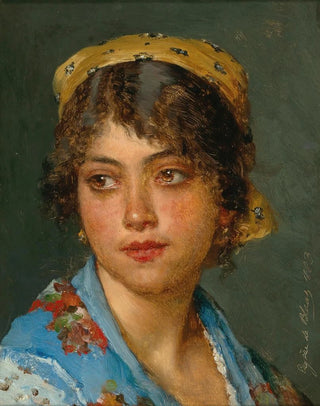 Eugen von Blaas - A Young Italian Woman with a Yellow Headscarf.webp