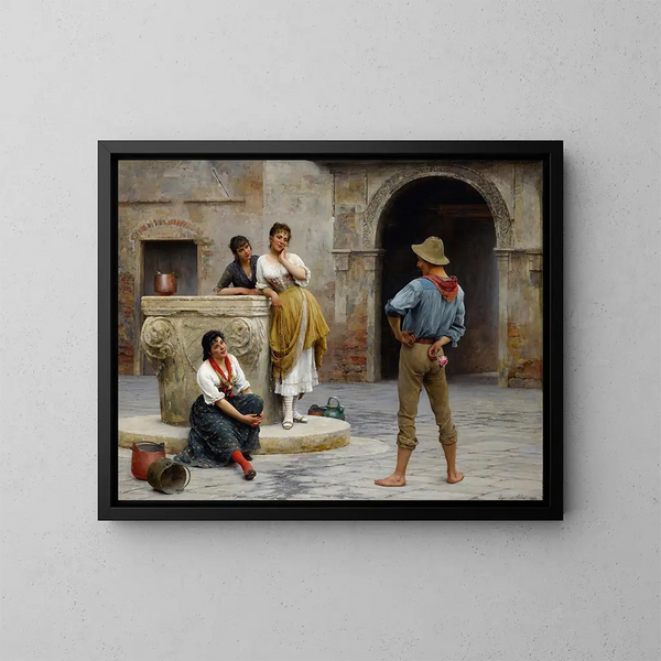 Flirtation - Eugen von Blaas — gerahmtes Bild an der Wand