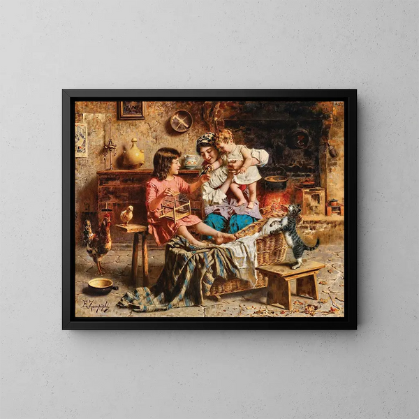 Ein Freund mit Federn - Eugenio Zampighi — gerahmtes Bild an der Wand