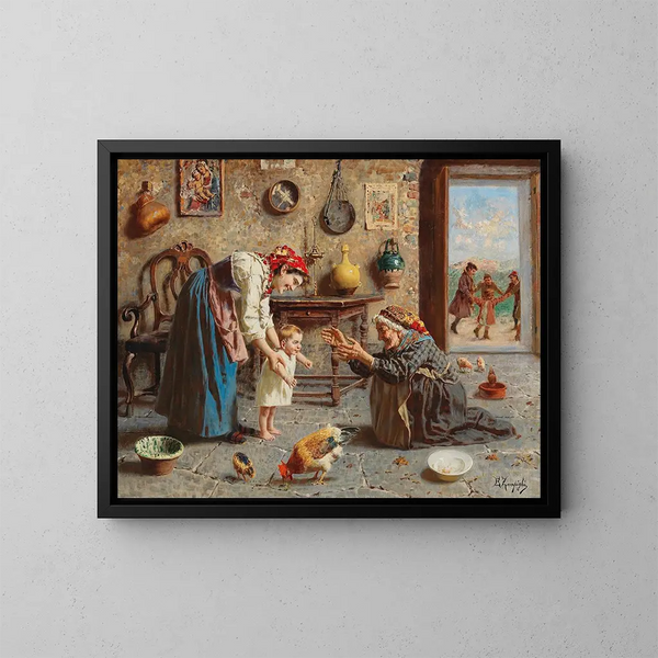 Premiers pas (Conflikt der Fälle) - Eugenio Zampighi — gerahmtes Bild an der Wand