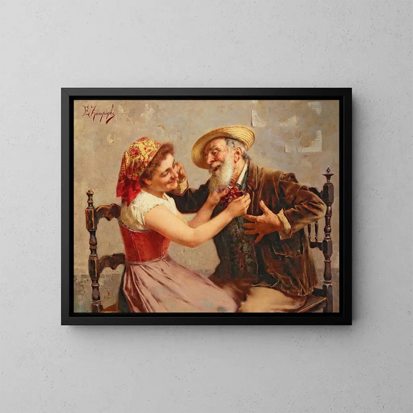 Der Krawattenknoten - Eugenio Zampighi — gerahmtes Bild an der Wand