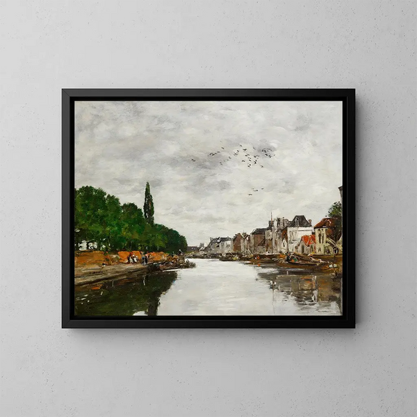 Kanal in der Umgebung von Brüssel - Eugène Boudin — gerahmtes Bild an der Wand