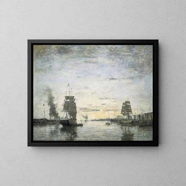 Eingang des Hafens, Le Havre - Eugène Boudin — gerahmtes Bild an der Wand