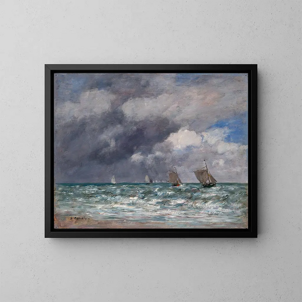 Bateaux a vela vicino a Trouville - Eugène Boudin — quadro incorniciato alla parete