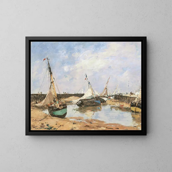 Barques di Trouville tra le banchine - Eugène Boudin — quadro incorniciato alla parete