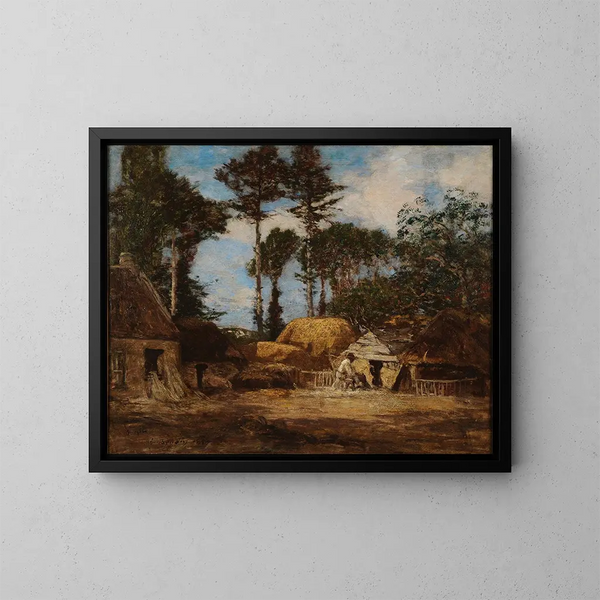 Eine Farm in der Bretagne - Eugène Boudin — gerahmtes Bild an der Wand