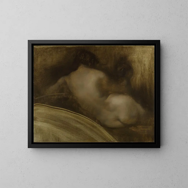 Frau nackt von hinten, Ecksfigur - Eugène Carrière — gerahmtes Bild an der Wand